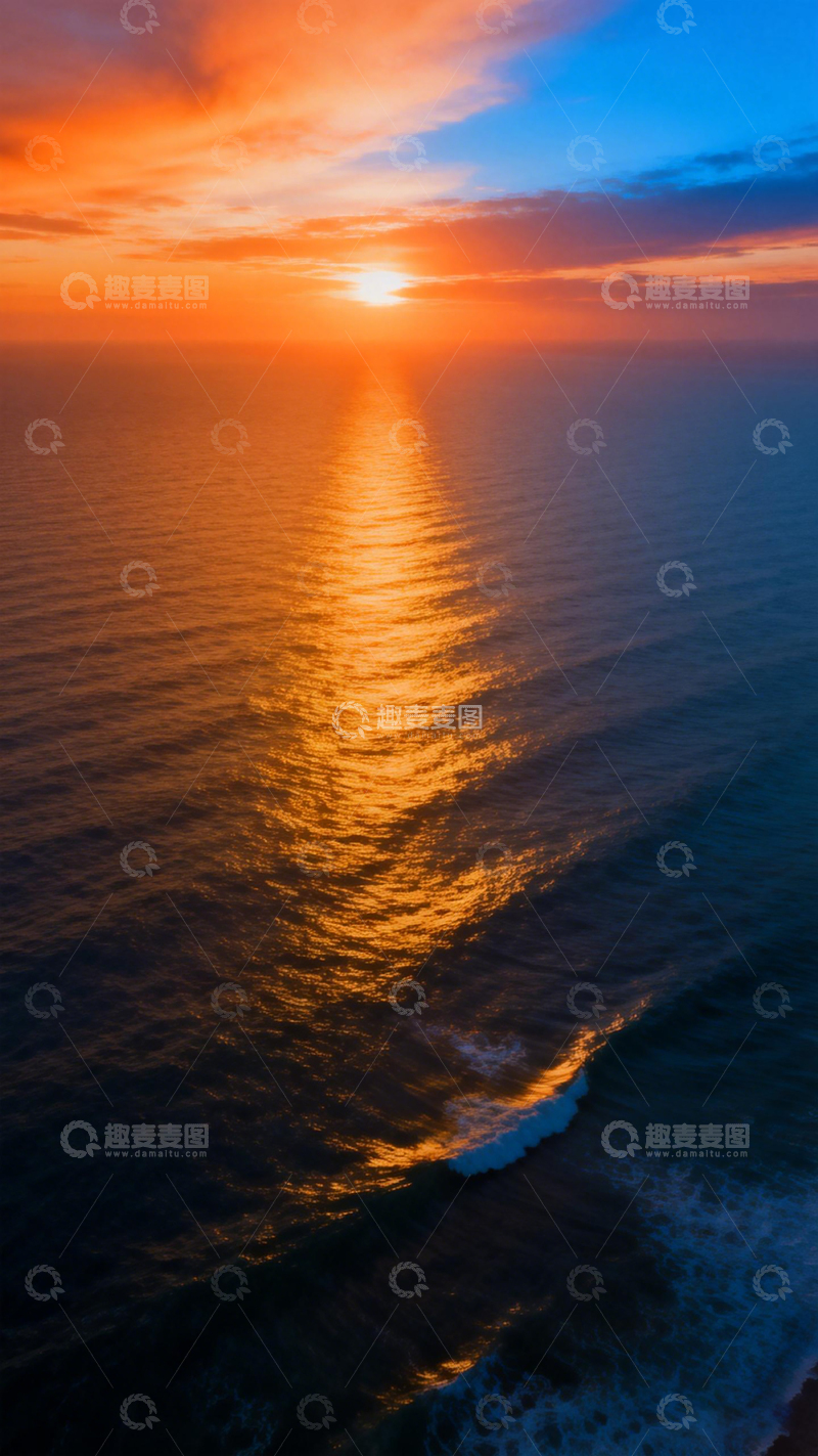 高清大图下载【趣麦麦图】夕阳海景壮丽景象摄影图片