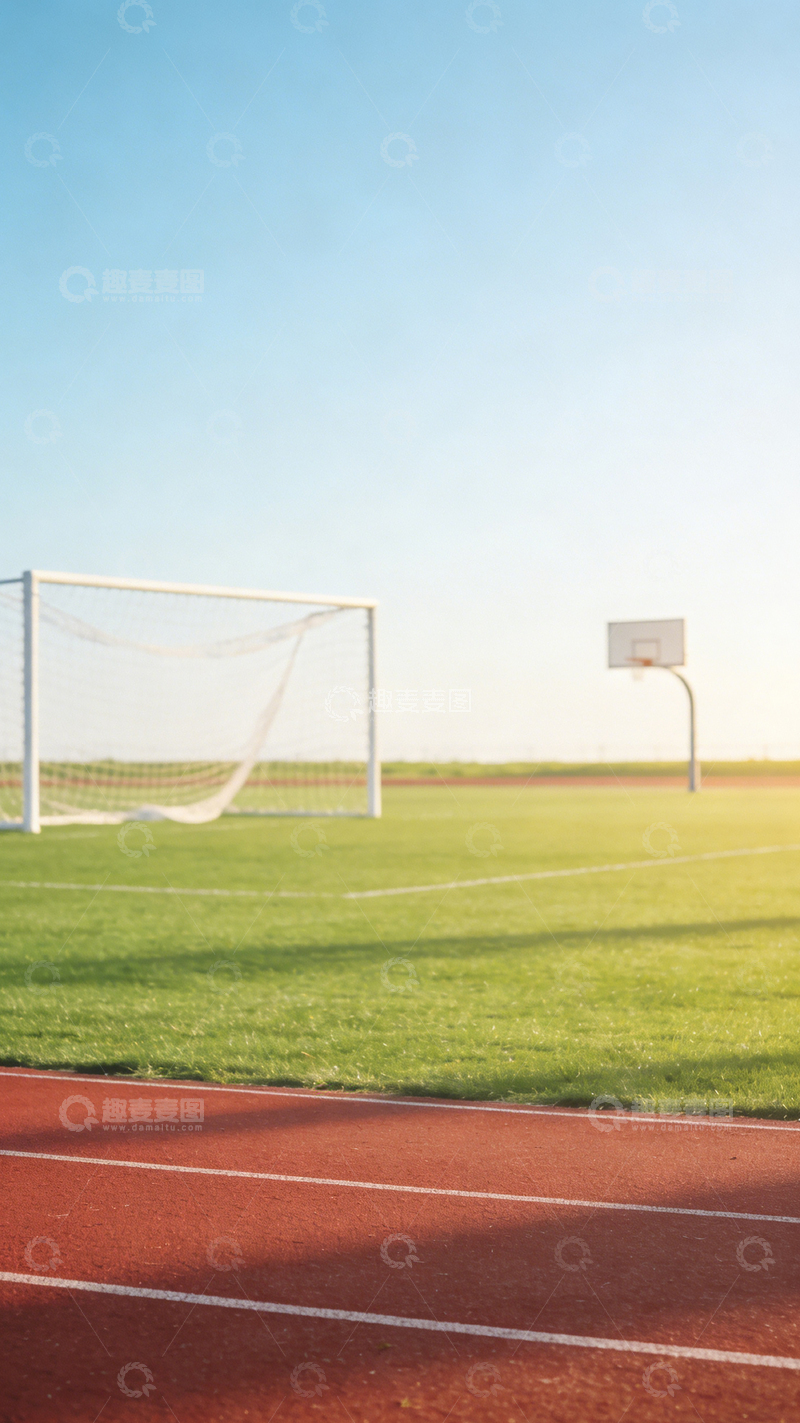 高清大图下载【趣麦麦图】户外运动场草坪跑道风光