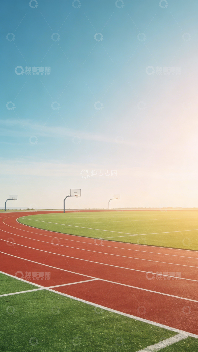 高清大图下载【趣麦麦图】田径场日出美景摄影图片