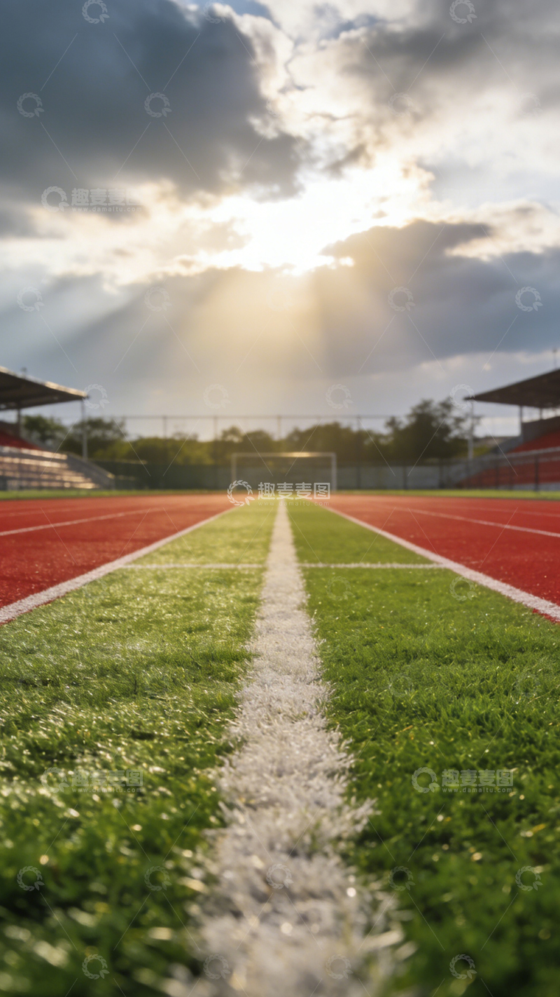 高清大图下载【趣麦麦图】运动场日落美景摄影图片