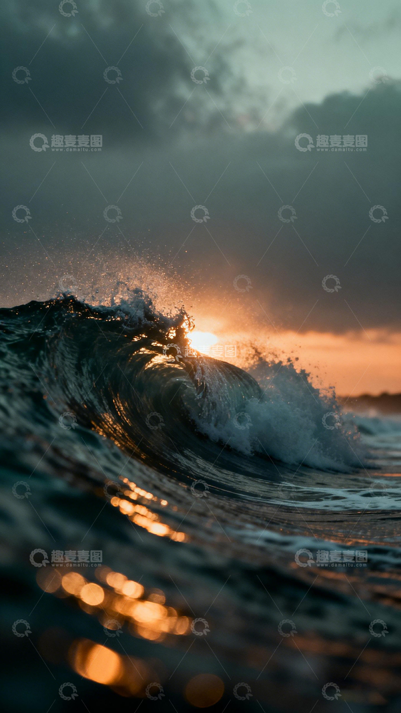 高清大图下载【趣麦麦图】夕阳海浪自然风光摄影作品