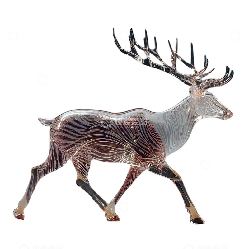 高清大图下载【趣麦麦图】玻璃艺术中的雄壮麋鹿奇观