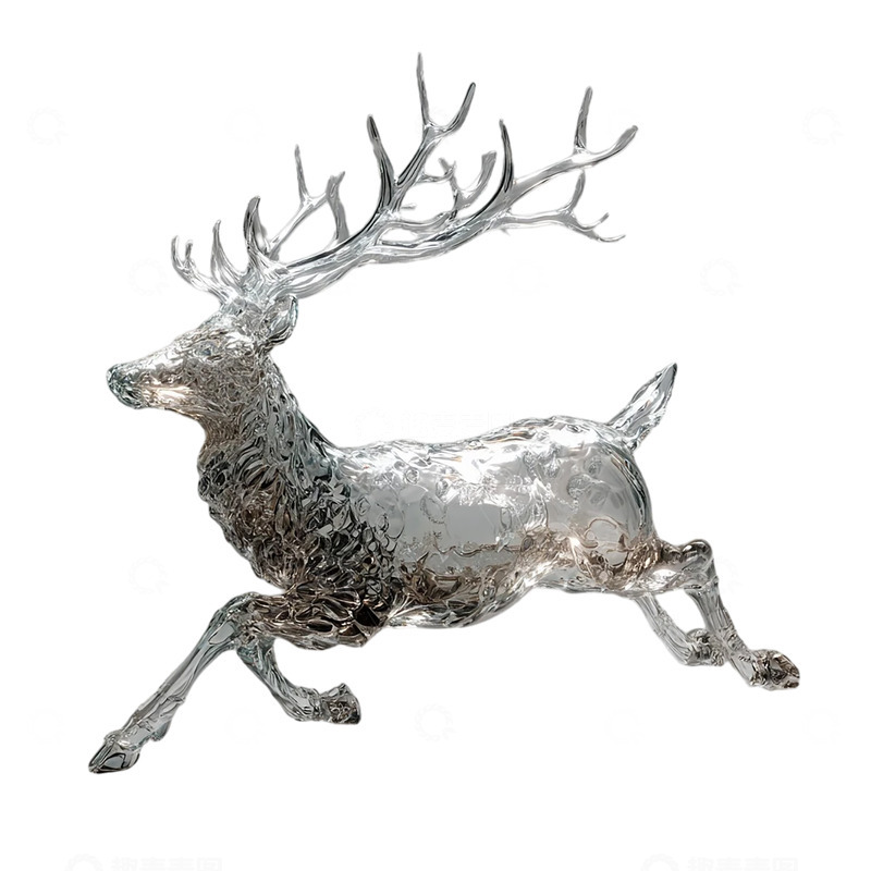 高清大图下载【趣麦麦图】水晶幻境中的雄壮鹿影