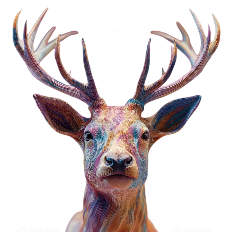 高清大图下载【趣麦麦图】彩色梦境中的雄伟鹿影