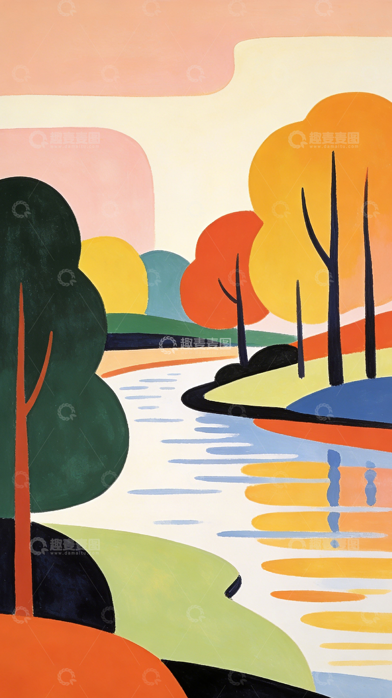 高清大图下载【趣麦麦图】抽象风景色彩丰富绘画
