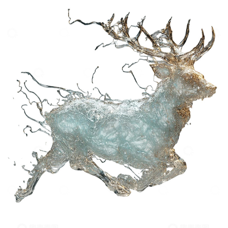 高清大图下载【趣麦麦图】水中跃动的神秘鹿影