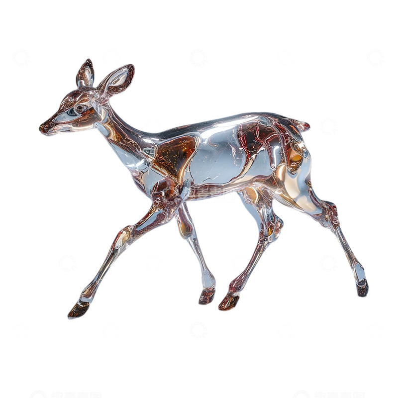 高清大图下载【趣麦麦图】玻璃工艺精雕鹿影