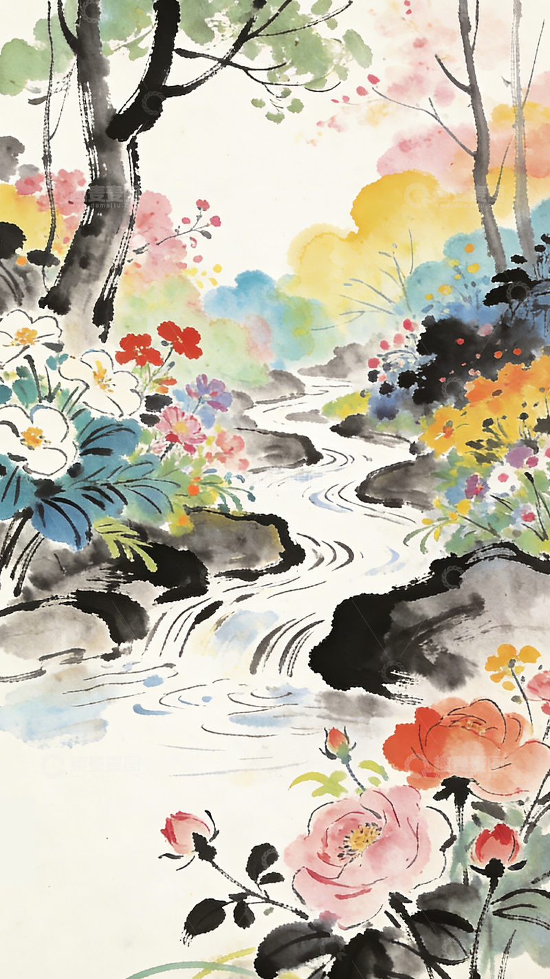 高清大图下载【趣麦麦图】水墨山水花鸟风景画