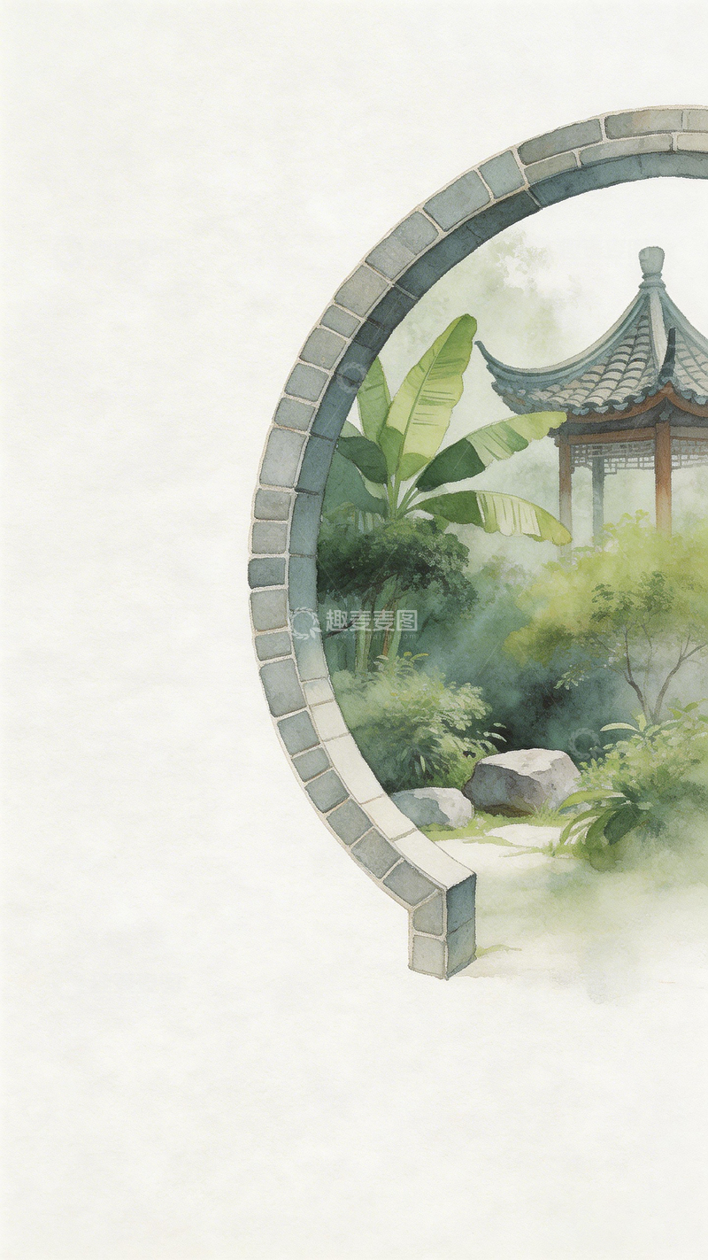 高清大图下载【趣麦麦图】古风园林水墨画