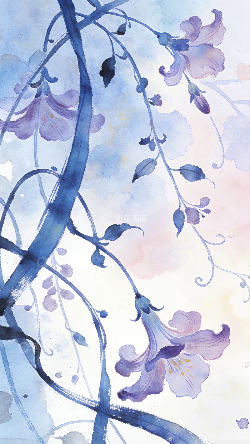 高清大图下载【趣麦麦图】水彩花卉植物装饰画