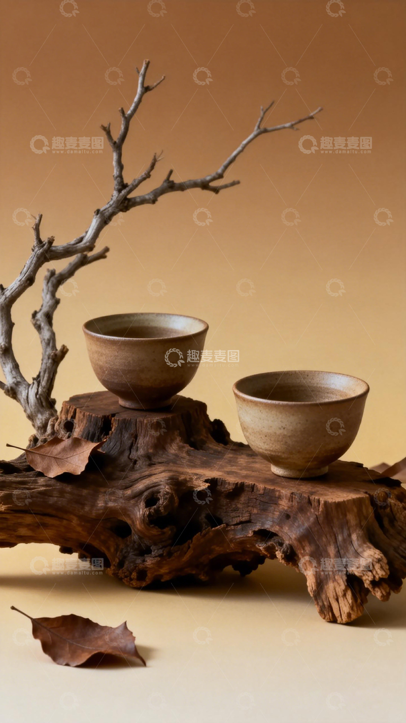 高清大图下载【趣麦麦图】禅意陶瓷器与枯木艺术摄影