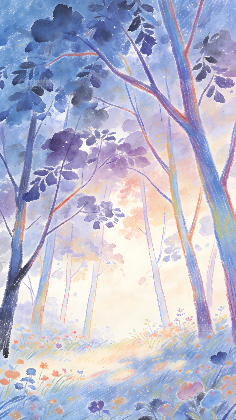 高清大图下载【趣麦麦图】水彩森林风景画