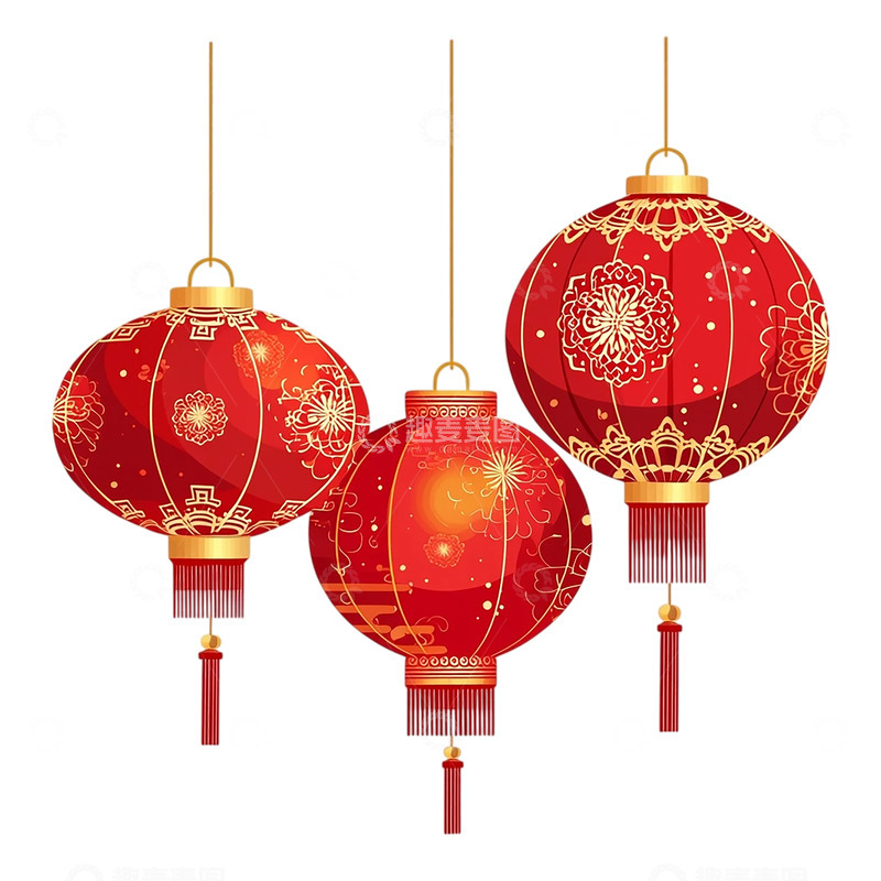 高清大图下载【趣麦麦图】红色灯笼中的东方梦境