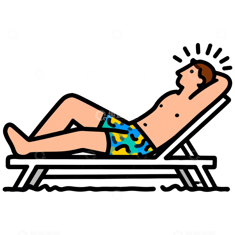 源文件下载【趣麦麦图】卡通夏日沙滩度假插画