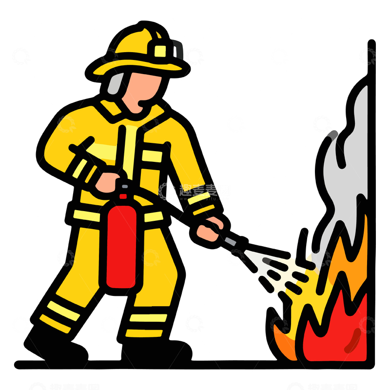 源文件下载【趣麦麦图】消防员灭火卡通矢量图