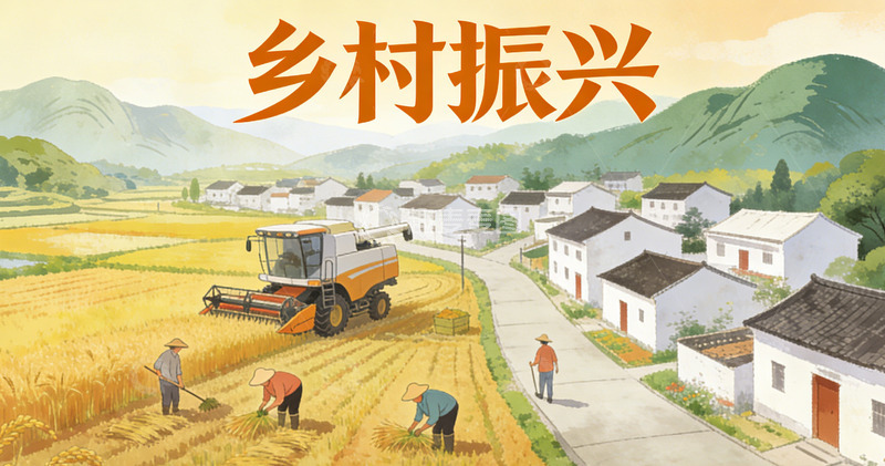 高清大图下载【趣麦麦图】乡村振兴彩绘宣传海报素材