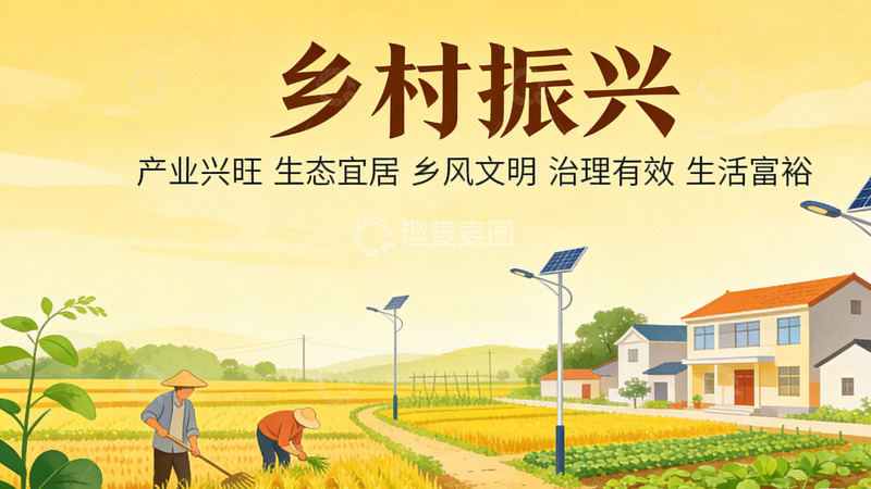 高清大图下载【趣麦麦图】乡村振兴彩绘海报
