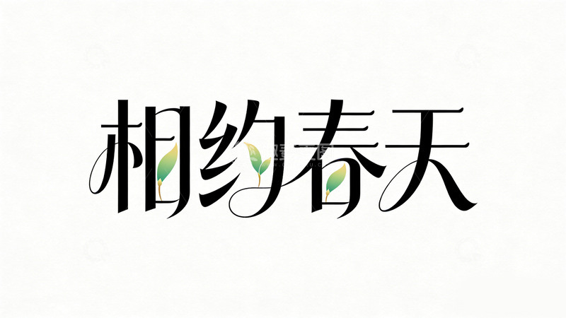高清大图下载【趣麦麦图】简约风春天主题艺术字设计素材