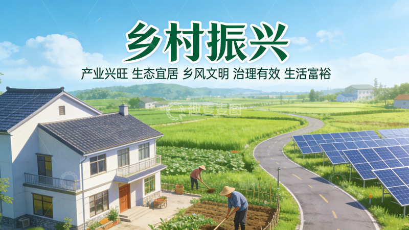 高清大图下载【趣麦麦图】乡村振兴彩绘宣传海报