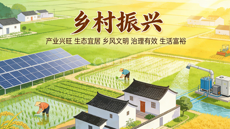 高清大图下载【趣麦麦图】乡村振兴田园风光海报