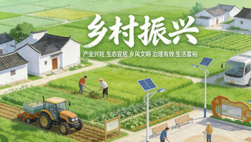 乡村振兴手绘插画宣传海报