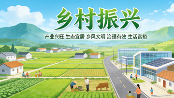 乡村振兴彩绘海报设计素材
