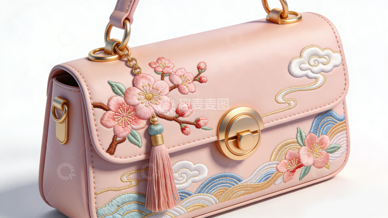 高清大图下载【趣麦麦图】精致刺绣花朵手提包设计