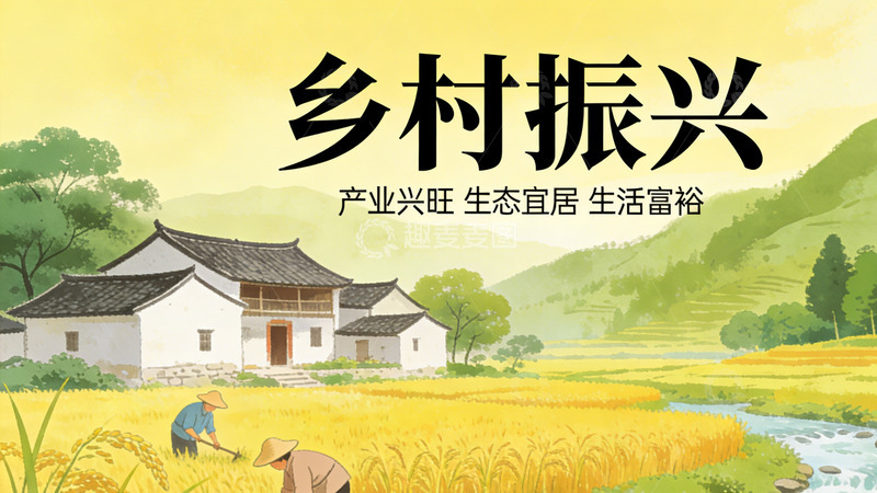 高清大图下载【趣麦麦图】田园风乡村振兴海报设计素材
