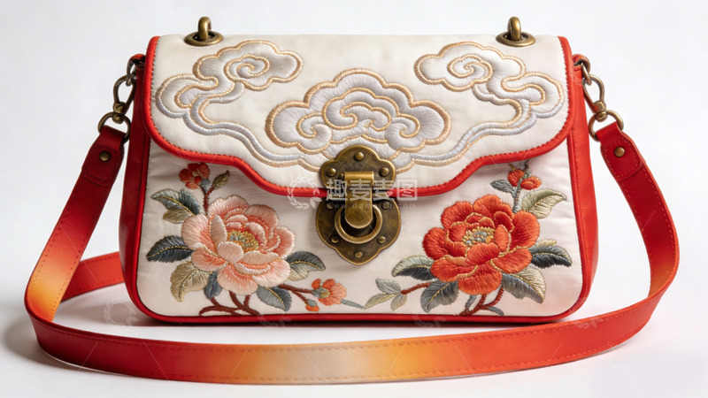 高清大图下载【趣麦麦图】中式刺绣花卉手提包