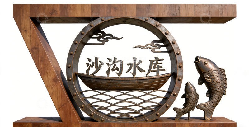 高清大图下载【趣麦麦图】金属浮雕沙沟水库景观装饰景观小品