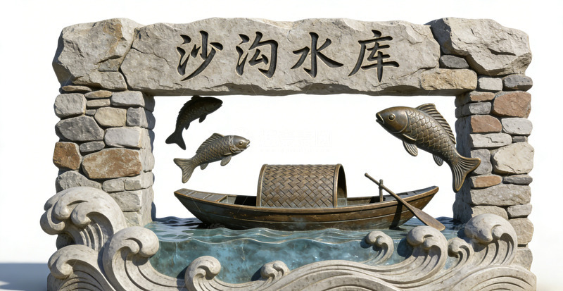 高清大图下载【趣麦麦图】石雕沙沟水库景观小品