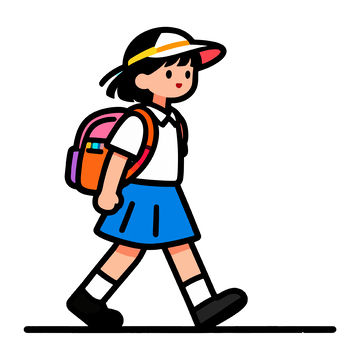 简约卡通学生上学插画