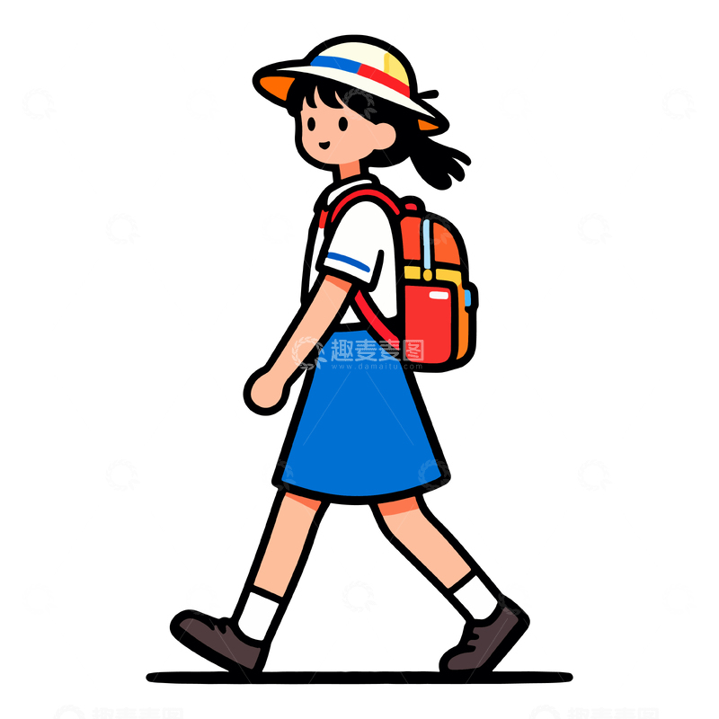 源文件下载【趣麦麦图】卡通风学生女孩矢量插画