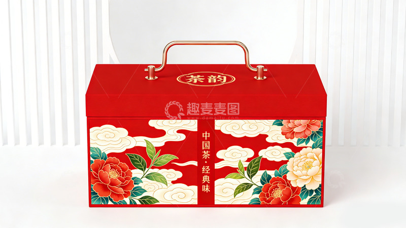 高清大图下载【趣麦麦图】红色中国风茶叶礼盒设计