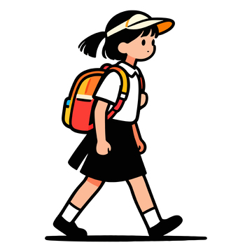 卡通学生上学插画