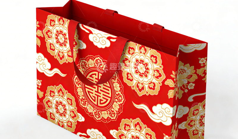 高清大图下载【趣麦麦图】传统中国红喜字礼品袋