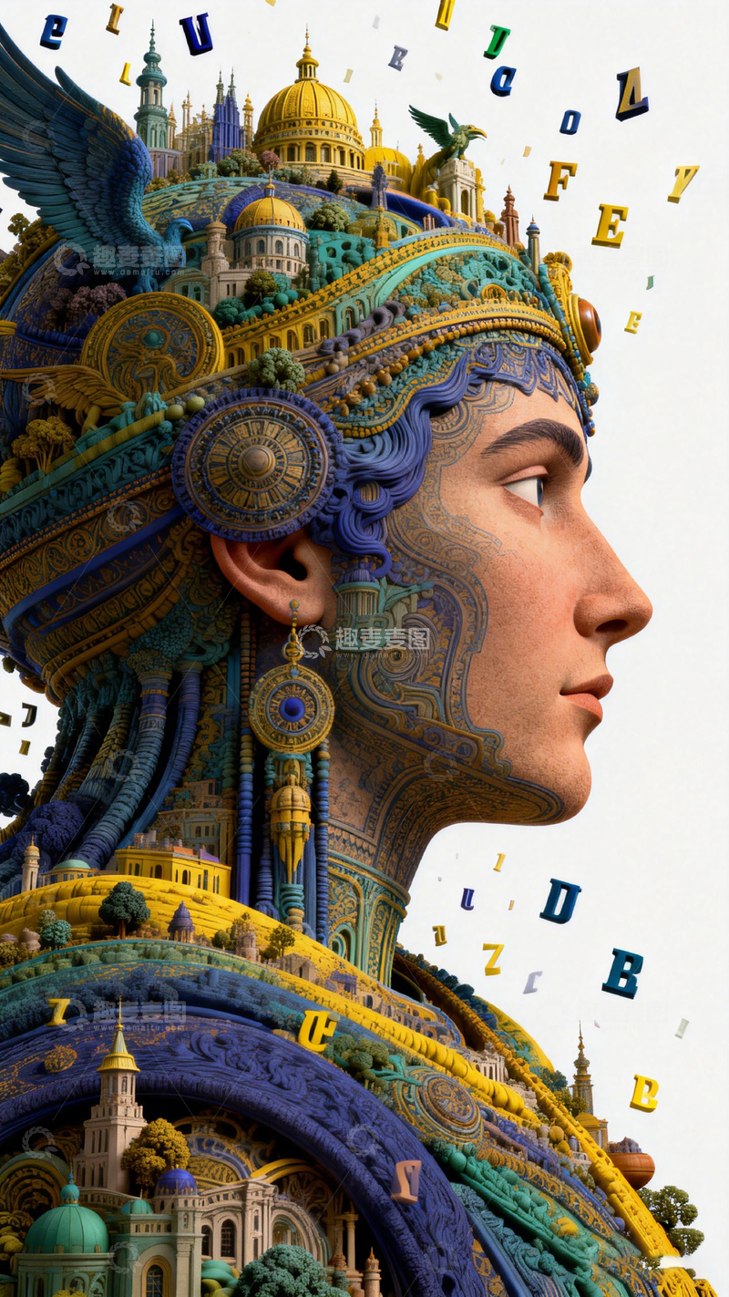 高清大图下载【趣麦麦图】幻想风格人物建筑融合艺术