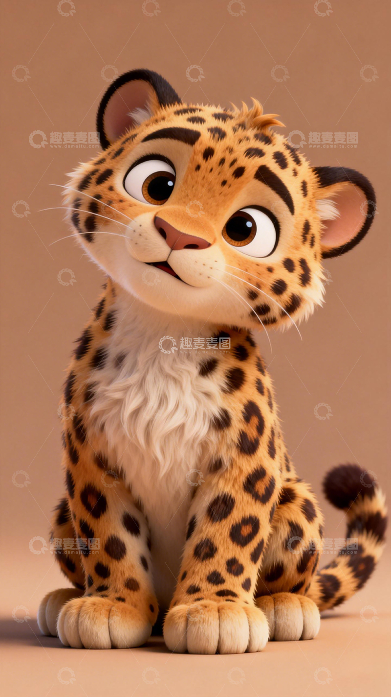 高清大图下载【趣麦麦图】可爱豹猫卡通形象设计素材