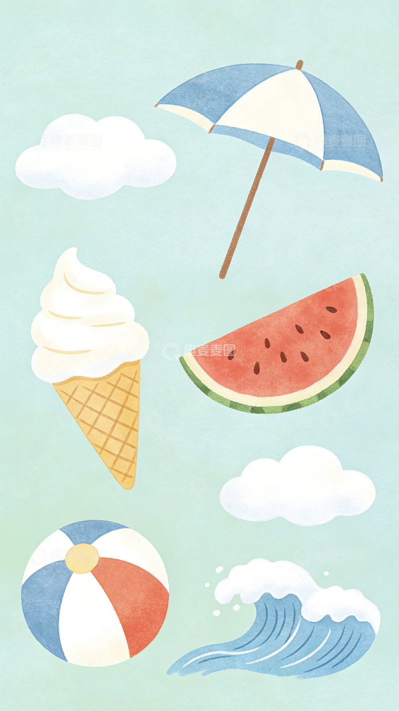 高清大图下载【趣麦麦图】夏日清凉插画设计素材