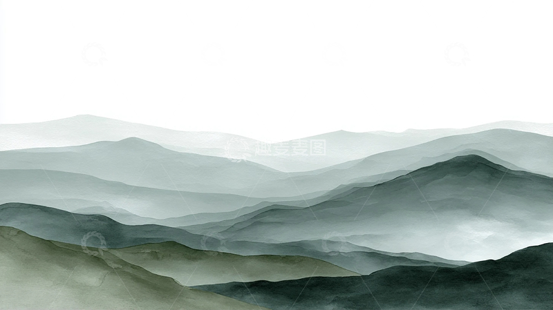 高清大图下载【趣麦麦图】墨染青山连绵无尽意境