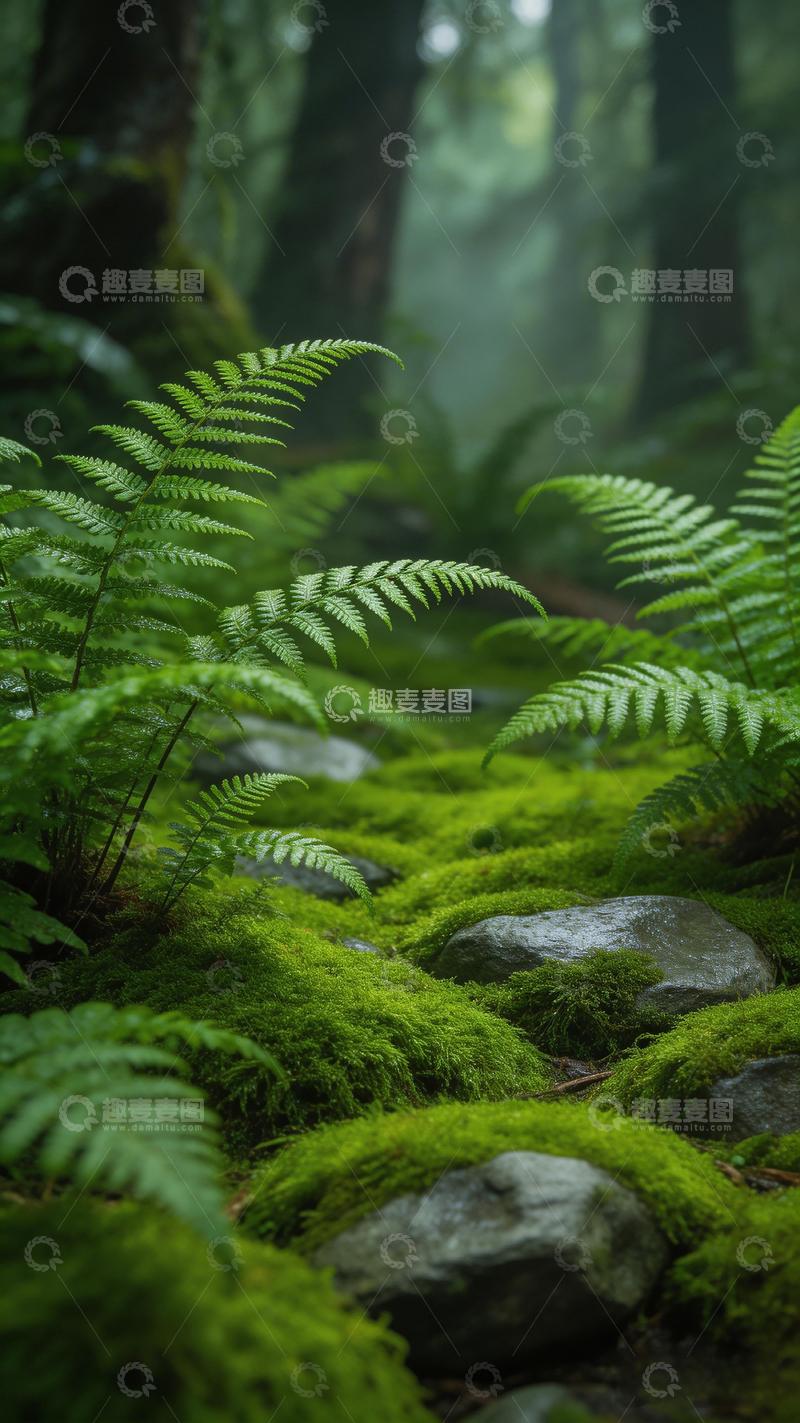 高清大图下载【趣麦麦图】森林绿意蕨类小径