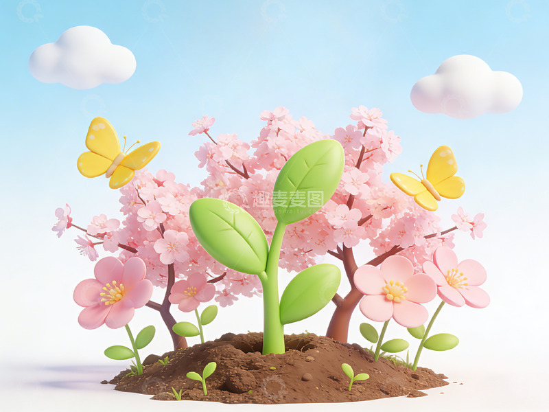 高清大图下载【趣麦麦图】卡通春日樱花插画
