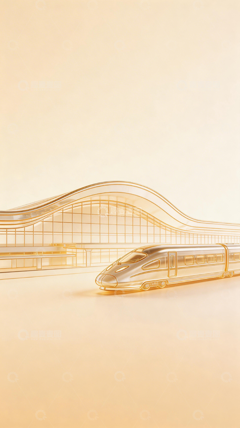 高清大图下载【趣麦麦图】金色高铁现代建筑概念图