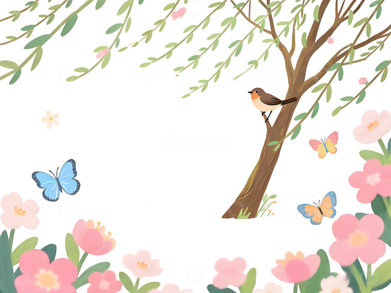 高清大图下载【趣麦麦图】春日花鸟插画设计模板