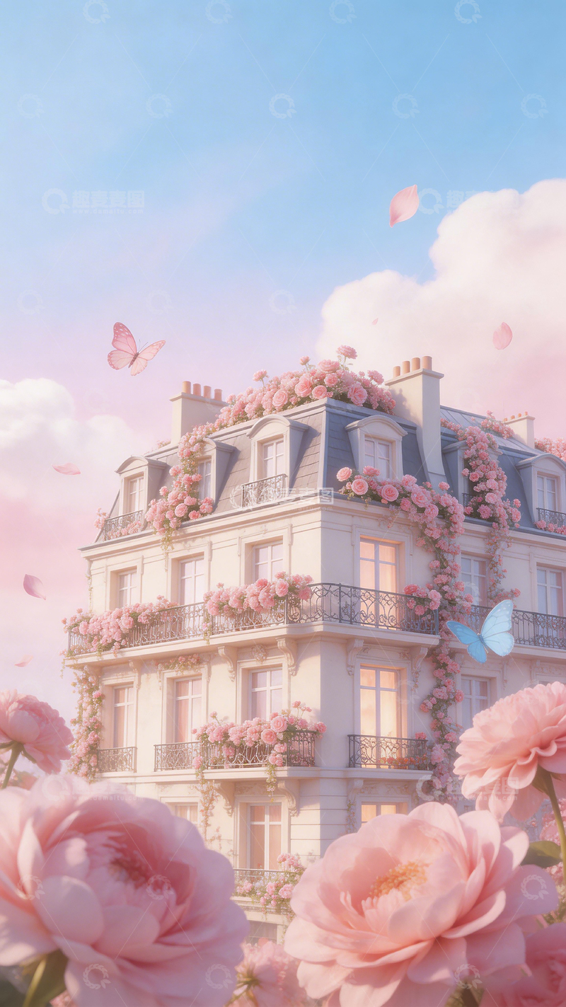 高清大图下载【趣麦麦图】梦幻欧式建筑花园风光