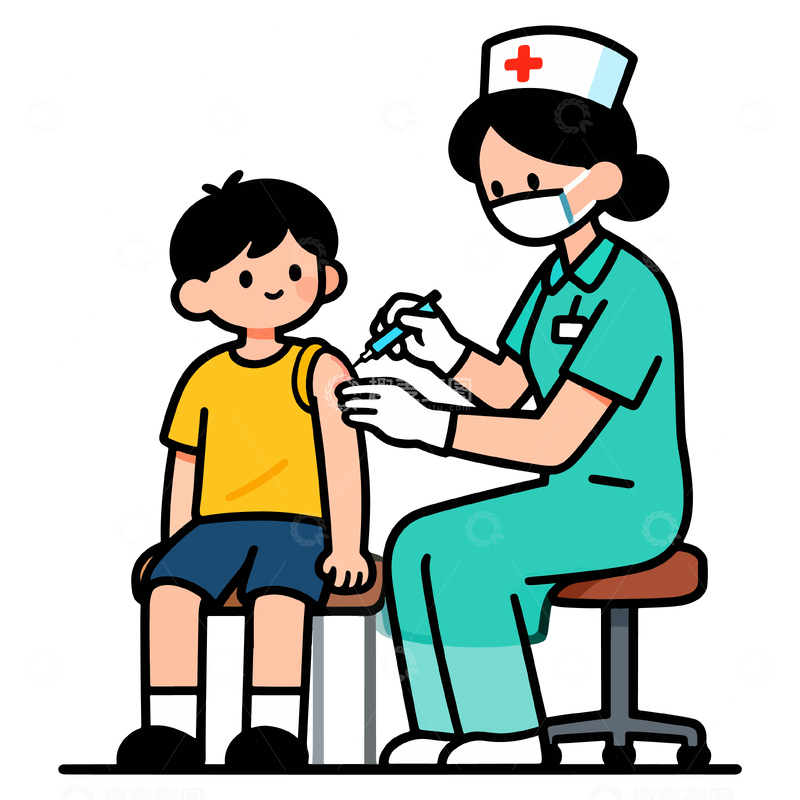 源文件下载【趣麦麦图】卡通护士打疫苗场景插画