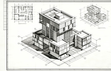 建筑设计草图现代建筑透视图