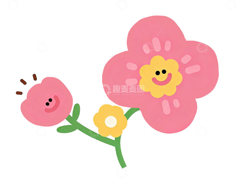 高清大图下载【趣麦麦图】卡通风格花朵笑脸图案设计元素