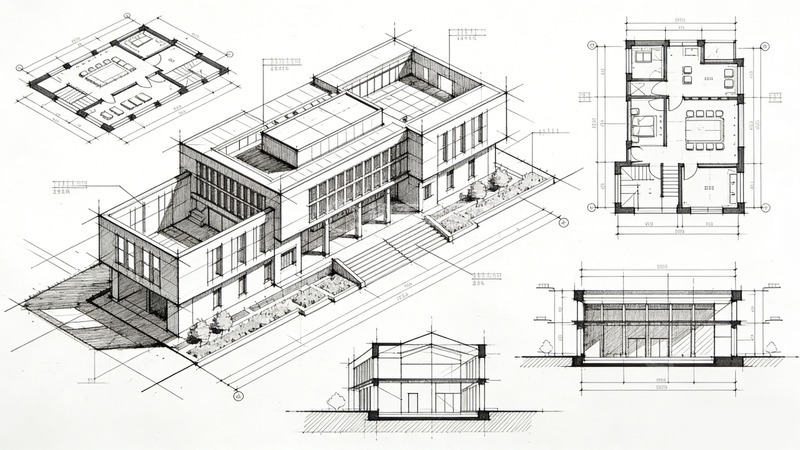 高清大图下载【趣麦麦图】现代建筑草图设计图纸