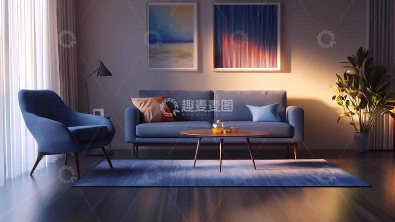 高清大图下载【趣麦麦图】简约现代客厅装饰设计图